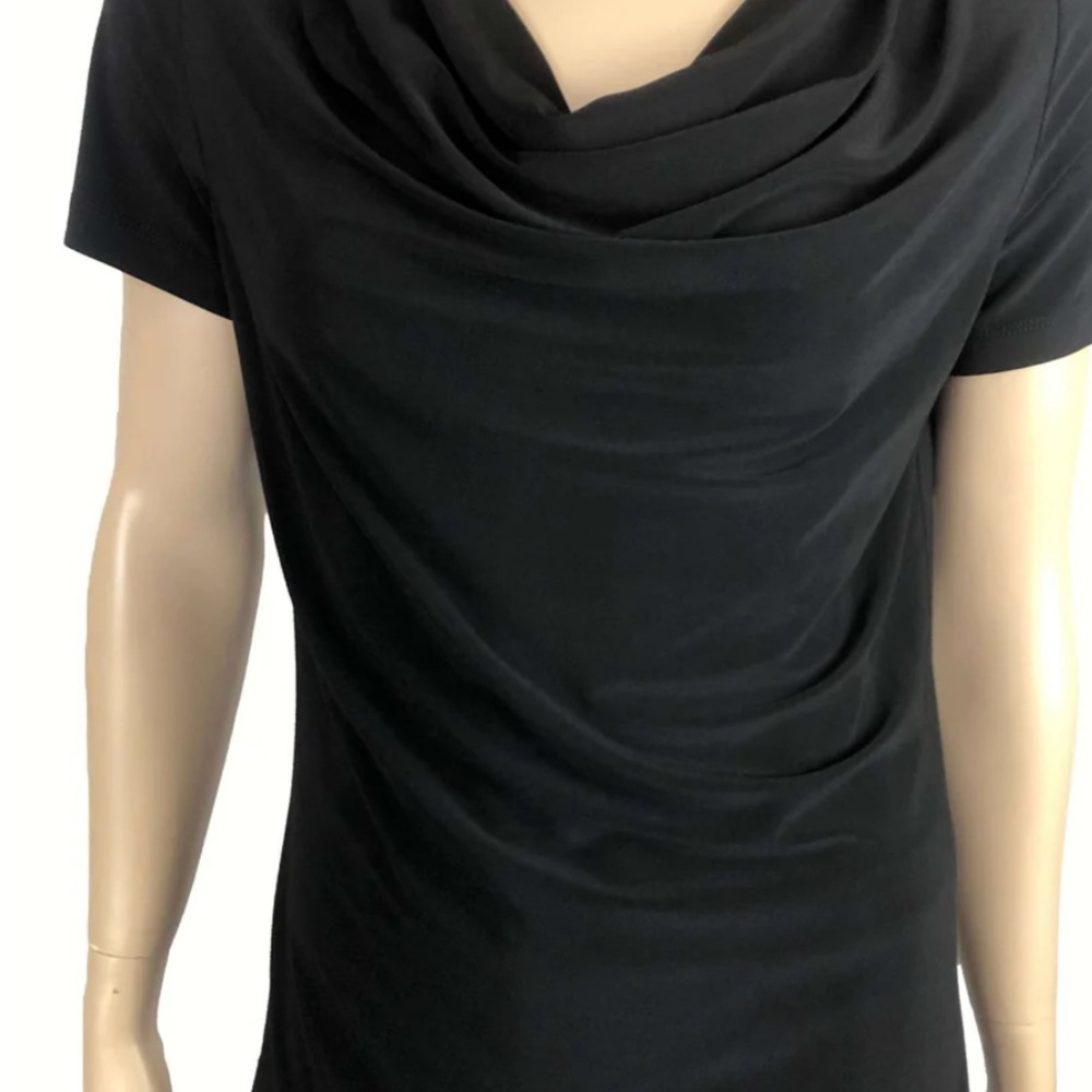 St. John Black Short Sleeve Cowl Neck Top